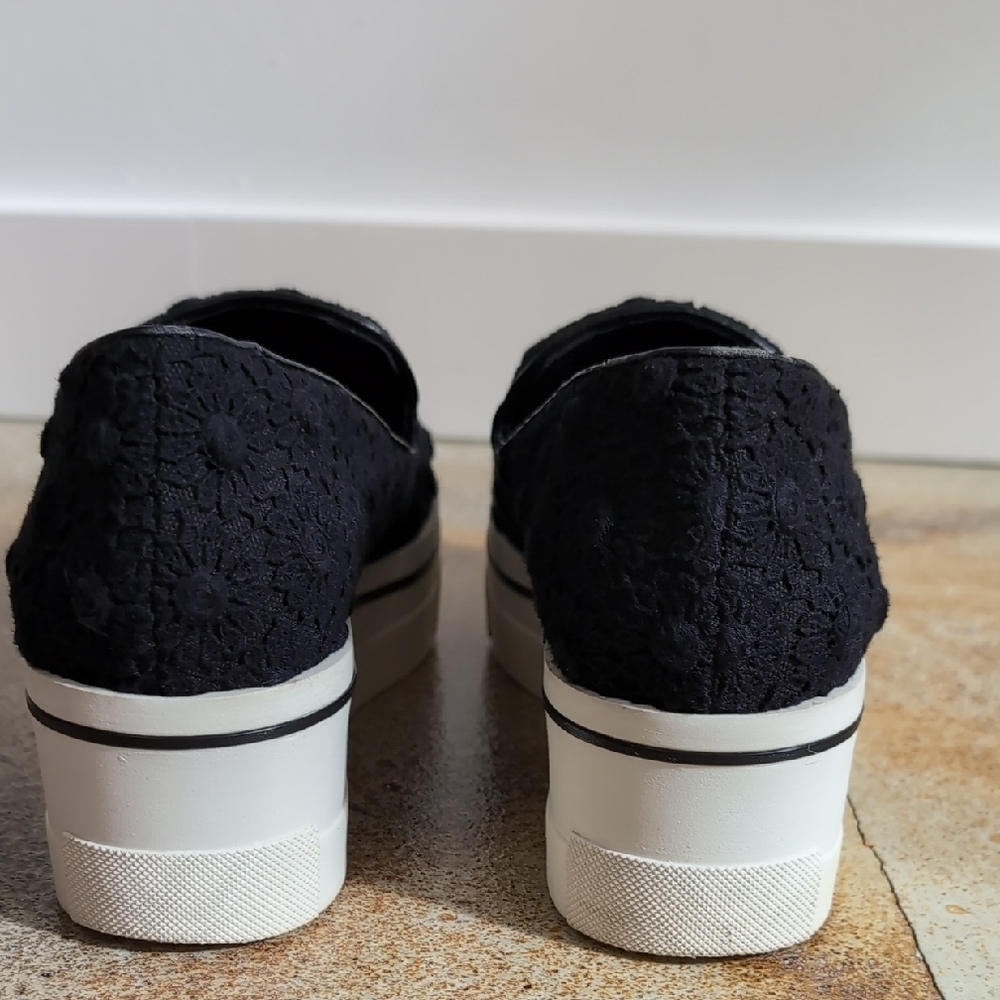 Stella McCartney | Black Floral Crochet Platform Slip-on Shoes Size 7.5 - Picture 6 of 15